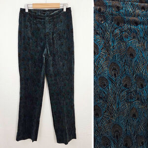 Dana Buchman jeweltone peacock velvet trousers teal blue green pants size 4P new